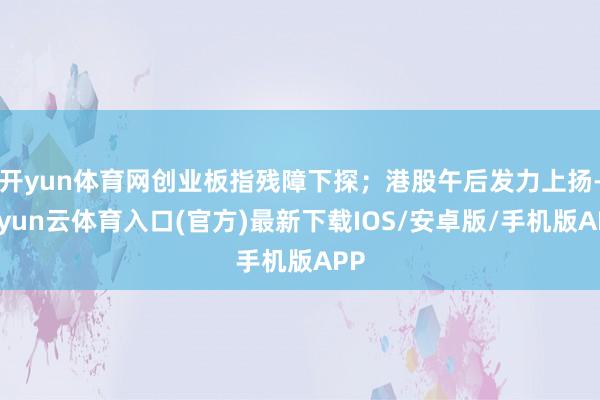 开yun体育网创业板指残障下探；港股午后发力上扬-开yun云体育入口(官方)最新下载IOS/安卓版/手机版APP