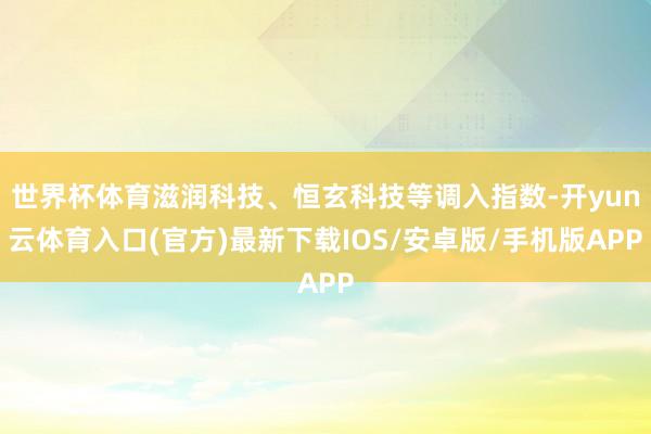 世界杯体育滋润科技、恒玄科技等调入指数-开yun云体育入口(官方)最新下载IOS/安卓版/手机版APP
